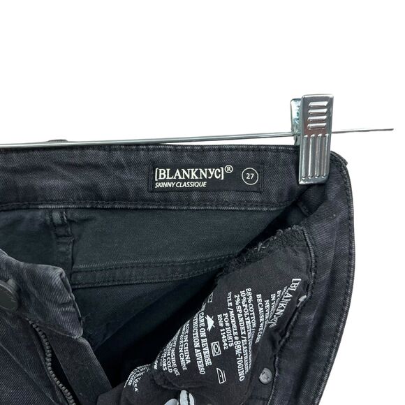 Blank NYC Womens Jeans Faux Pearl Skinny Stretch Raw Hem 5‎ Pocket Black Sz 27 - Picture 8 of 8